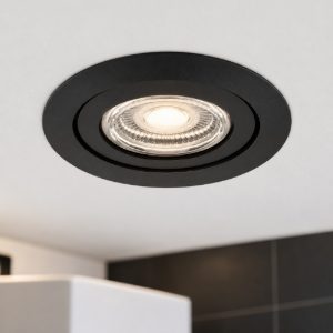 Eglo barranco gu10 faretto da incasso per cartongesso orientabile led 4,5w 3000k ip44 foro 6,8cm nero