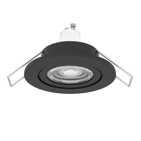 Eglo barranco gu10 faretto da incasso per cartongesso orientabile led 4,5w 3000k ip44 foro 6,8cm nero