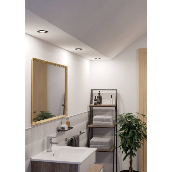 Eglo barranco gu10 faretto da incasso per cartongesso orientabile led 4,5w 3000k ip44 foro 6,8cm nero