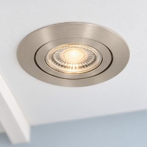 Eglo barranco gu10 faretto da incasso per cartongesso orientabile led 4,5w 3000k ip44 foro 6,8cm nichel opaco