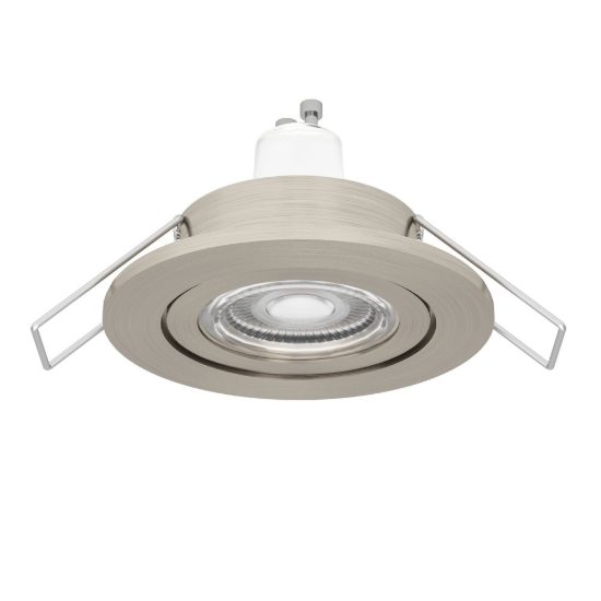 Eglo barranco gu10 faretto da incasso per cartongesso orientabile led 4,5w 3000k ip44 foro 6,8cm nichel opaco