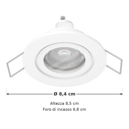 Eglo barranco gu10 faretto da incasso per cartongesso orientabile led 4,5w 4000k ip44 foro 6,8cm bianco