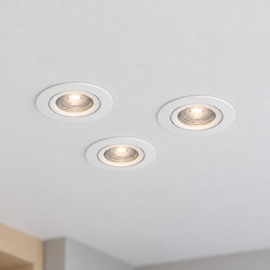 Eglo barranco gu10 set 3 faretti da incasso per cartongesso orientabili led 3x4,5w 4000k ip44 foro 6,8cm bianco
