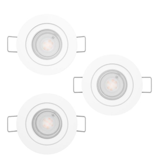 Eglo barranco gu10 set 3 faretti da incasso per cartongesso orientabili led 3x4,5w 4000k ip44 foro 6,8cm bianco