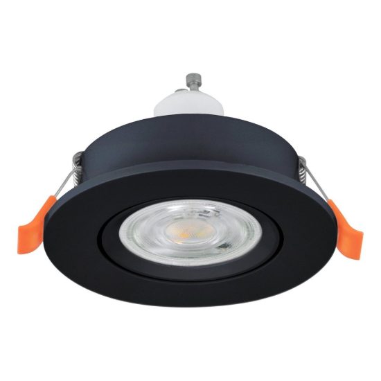 Eglo barranco gu10 faretto da incasso per cartongesso orientabile led 4,5w 4000k ip44 foro 6,8cm nero