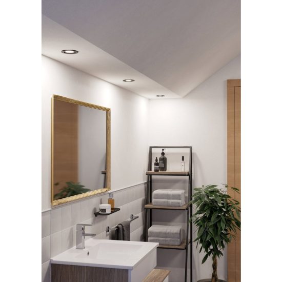 Eglo barranco gu10 faretto da incasso per cartongesso orientabile led 4,5w 4000k ip44 foro 6,8cm nero