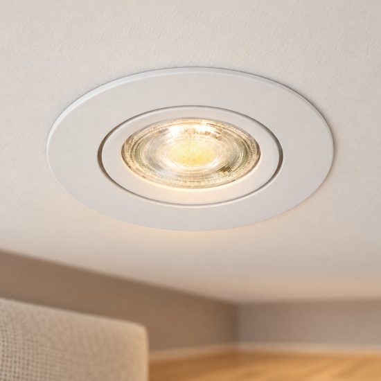 Eglo barranco faretto da incasso per cartongesso orientabile led 4,5w cct 2700k 6500k foro 6,8cm bianco
