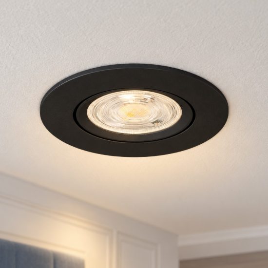 Eglo barranco faretto da incasso per cartongesso orientabile led 4,5w cct 2700k 6500k foro 6,8cm nero