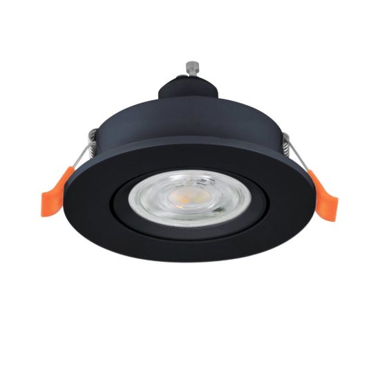 Eglo barranco faretto da incasso per cartongesso orientabile led 4,5w cct 2700k 6500k foro 6,8cm nero