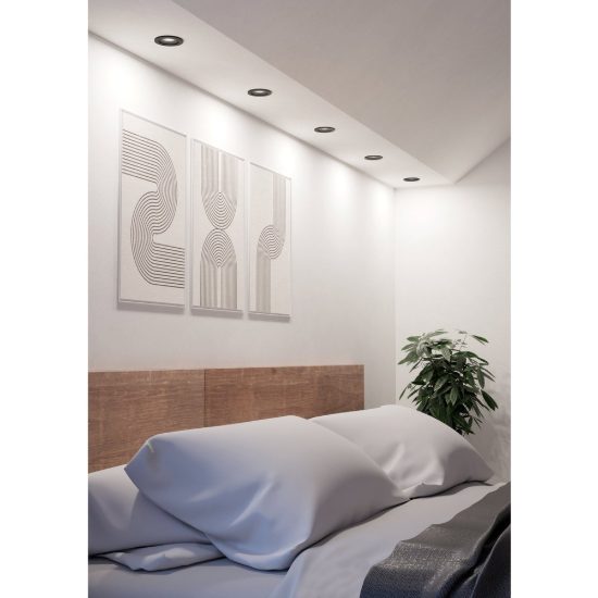 Eglo barranco set 3 faretti da incasso per cartongesso orientabili led 3x4,5w cct 2700k 6500k foro 6,8cm nero