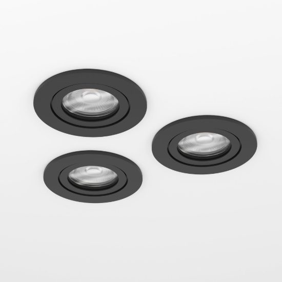 Eglo barranco set 3 faretti da incasso per cartongesso orientabili led 3x4,5w cct 2700k 6500k foro 6,8cm nero