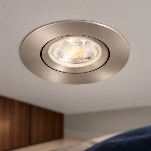 Eglo barranco faretto da incasso per cartongesso orientabile led 4,5w cct 2700k 6500k foro 6,8cm nichel opaco