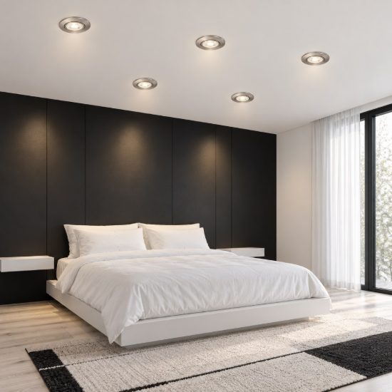 Eglo barranco set 5 faretti da incasso per cartongesso orientabili led 5x4,5w cct 2700k 6500k foro 6,8cm nichel opaco