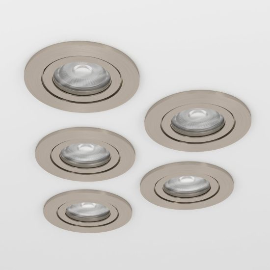Eglo barranco set 5 faretti da incasso per cartongesso orientabili led 5x4,5w cct 2700k 6500k foro 6,8cm nichel opaco