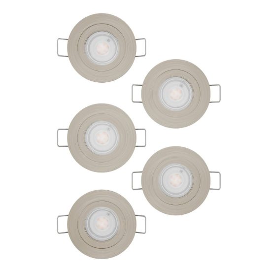 Eglo barranco set 5 faretti da incasso per cartongesso orientabili led 5x4,5w cct 2700k 6500k foro 6,8cm nichel opaco