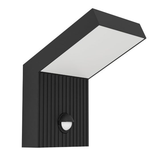 Eglo grottazzolina applique da esterno led 10w 3000k 11cm ip65 moderna rettangolare nera con sensore di movimento