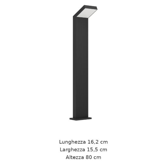 Eglo grottazzolina lampioncino da giardino led 10w 3000k 80cm ip65 moderno quadrato nero