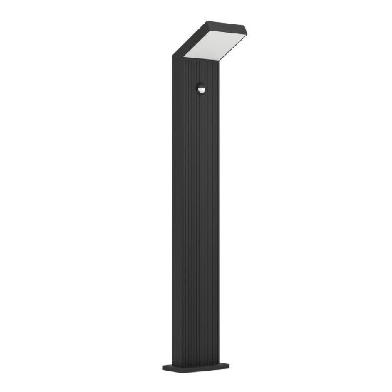 Eglo grottazzolina lampioncino da giardino led 10w 3000k 80cm ip65 moderno quadrato nero con sensore di movimento