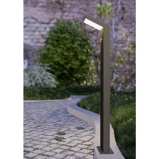 Eglo grottazzolina lampioncino da giardino led 10w 3000k 80cm ip65 moderno quadrato nero con sensore di movimento