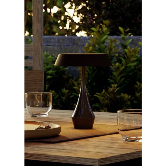 Eglo turcio lampada da tavolo per esterno led 5w cct 2500k 4000k 20cm ip44 ricaricabile moderna nera lucida
