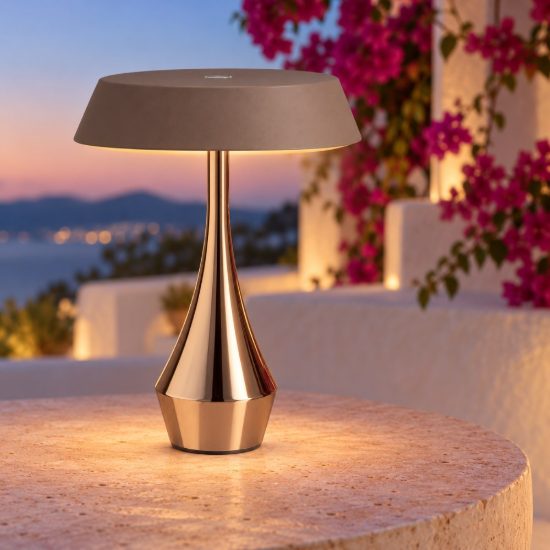 Eglo turcio lampada da tavolo per esterno led 5w cct 2500k 4000k 20cm ip44 ricaricabile moderna bronzo scuro