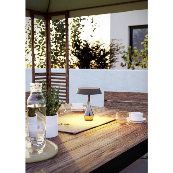 Eglo turcio lampada da tavolo per esterno led 5w cct 2500k 4000k 20cm ip44 ricaricabile moderna bronzo scuro