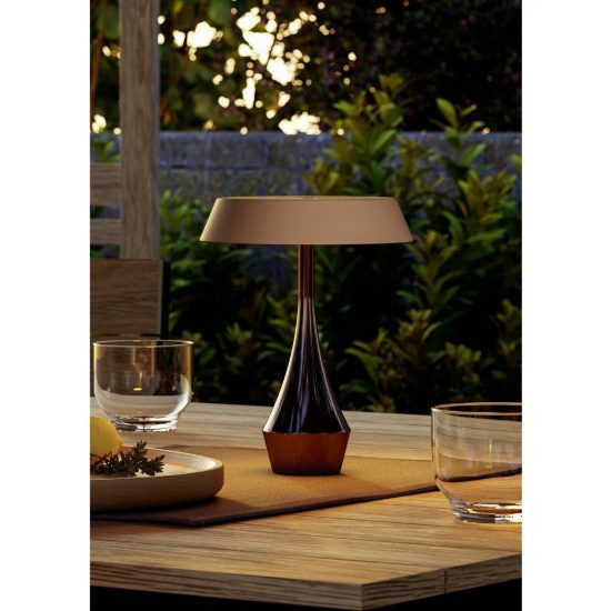 Eglo turcio lampada da tavolo per esterno led 5w cct 2500k 4000k 20cm ip44 ricaricabile moderna bronzo scuro