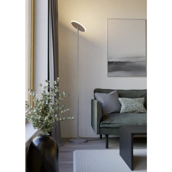 Eglo piagnolo piantana led 20w cct 2700k 6500k 168cm dimmerabile per soggiorno moderna argento