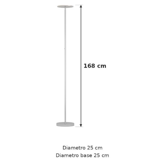 Eglo piagnolo piantana led 20w cct 2700k 6500k 168cm dimmerabile per soggiorno moderna argento