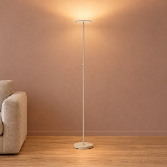 Eglo piagnolo piantana led 20w cct 2700k 6500k 168cm dimmerabile per soggiorno moderna sabbia