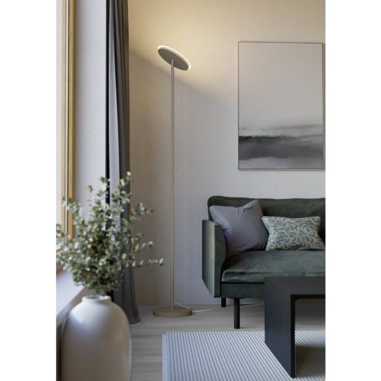 Eglo piagnolo piantana led 20w cct 2700k 6500k 168cm dimmerabile per soggiorno moderna sabbia