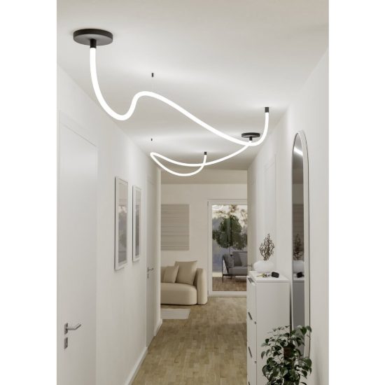 Eglo glow ww lampadario led 24w 3000k 400cm per sala da pranzo moderno nero