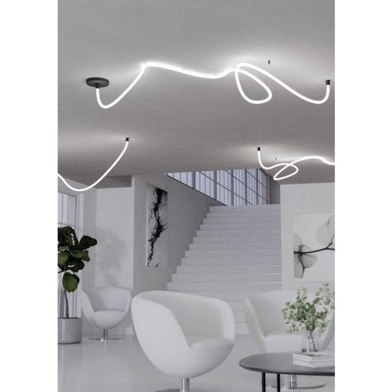 Eglo glow rgbw lampadario led 27w rgb 3000k 300cm con telecomando per sala da pranzo moderno nero