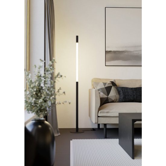 Eglo parabita piantana led 12w 3000k 132cm dimmerabile per soggiorno moderna nera e bianca