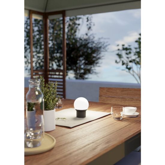 Eglo gombio abat-jour per camera da letto led 2,8w cct 2500k 4000k 12,7cm ricaricabile con telecomando moderna nera e bianca
