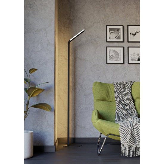 Eglo mirante piantana led 19,5w cct 2700k 6500k 158,4cm dimmerabile per soggiorno moderna nera