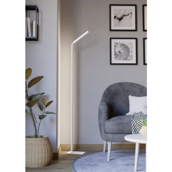 Eglo mirante piantana led 19,5w cct 2700k 6500k 158,4cm dimmerabile per soggiorno moderna bianca