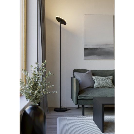 Eglo piagnolo piantana led 20w cct 2700k 6500k 168cm dimmerabile per soggiorno moderna nera