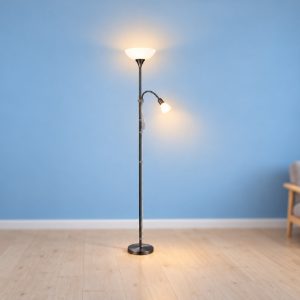 Eglo up 2 piantana 2 luci e27 e14 176,5cm per soggiorno moderna nichel nero