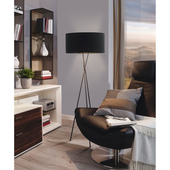 Eglo fondachelli piantana e27 151,5cm per soggiorno moderna nera