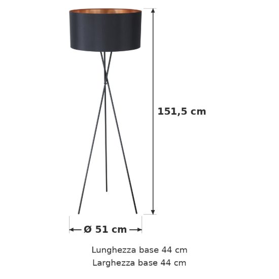 Eglo fondachelli piantana e27 151,5cm per soggiorno moderna nera