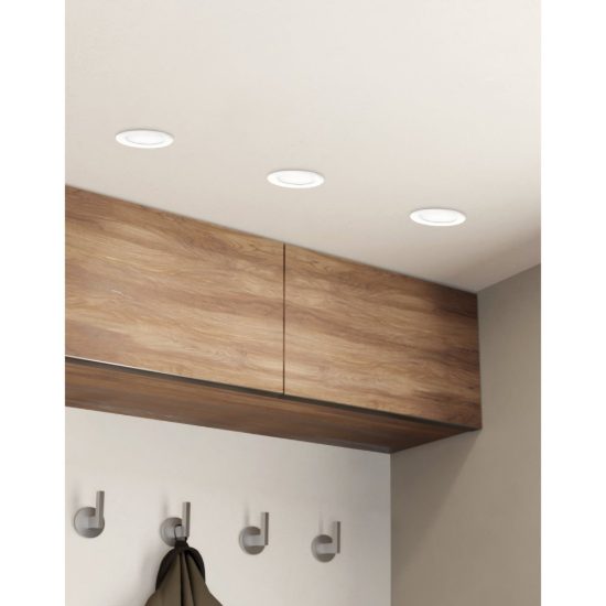Eglo fueva 5 faretto da incasso per cartongesso led 5,5w 3000k dimmerabile foro 10,5cm bianco