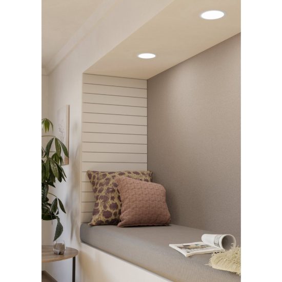 Eglo fueva 5 faretto da incasso per cartongesso led 11w 3000k dimmerabile foro 15,5cm bianco