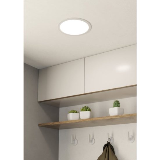 Eglo fueva 5 faretto da incasso per cartongesso led 17w 3000k dimmerabile foro 20,5cm bianco