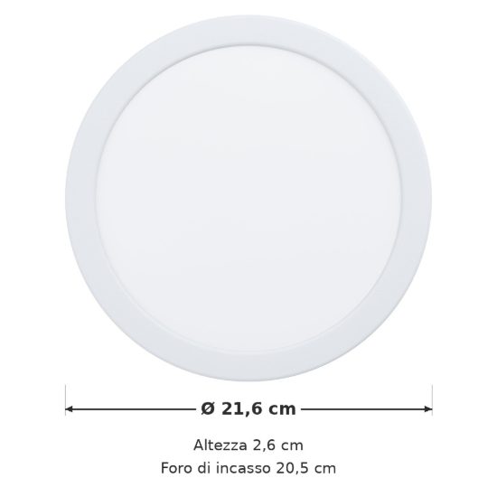 Eglo fueva 5 faretto da incasso per cartongesso led 17w 3000k dimmerabile foro 20,5cm bianco