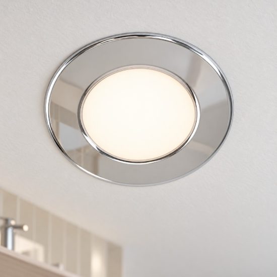 Eglo fueva 5 faretto da incasso per cartongesso led 2,7w 4000k ip44 foro 7,5cm cromo