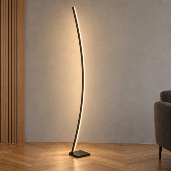 Eglo picacha piantana led 29w 3000k 162,5cm per soggiorno moderna nera