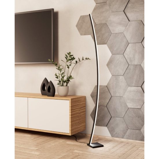 Eglo picacha piantana led 29w 3000k 162,5cm per soggiorno moderna nera