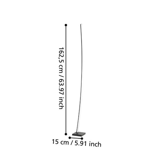 Eglo picacha piantana led 29w 3000k 162,5cm per soggiorno moderna nera
