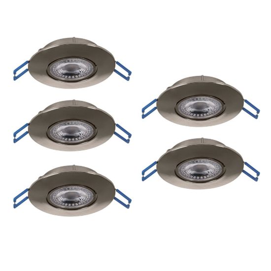 Eglo gedrez set 5 faretti da incasso per cartongesso led 5x4,9w cct 2700k 6500k foro 6,8cm nichel opaco